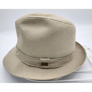 Dobbs Fifth Avenue Fedora Hat Tan Brushed Twill Classic‎ Men Size 7 1/8